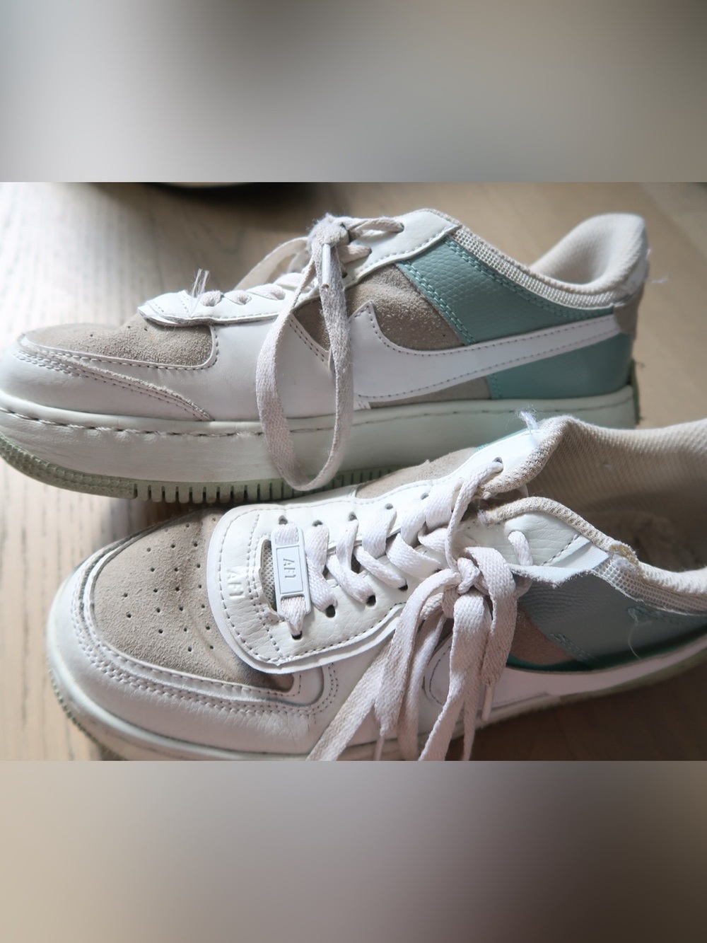 Nike Women's Sneakers in White, Light Blue, Beige